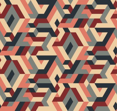 Abstract Vector Seamless Geometric Pattern, Vintage Colors clipart
