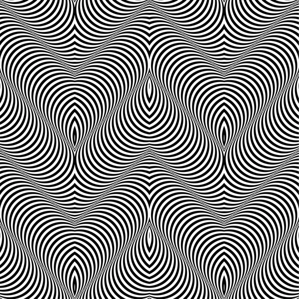 Zwart-wit op-art design, vector naadloze patroon pagina — Stockvector