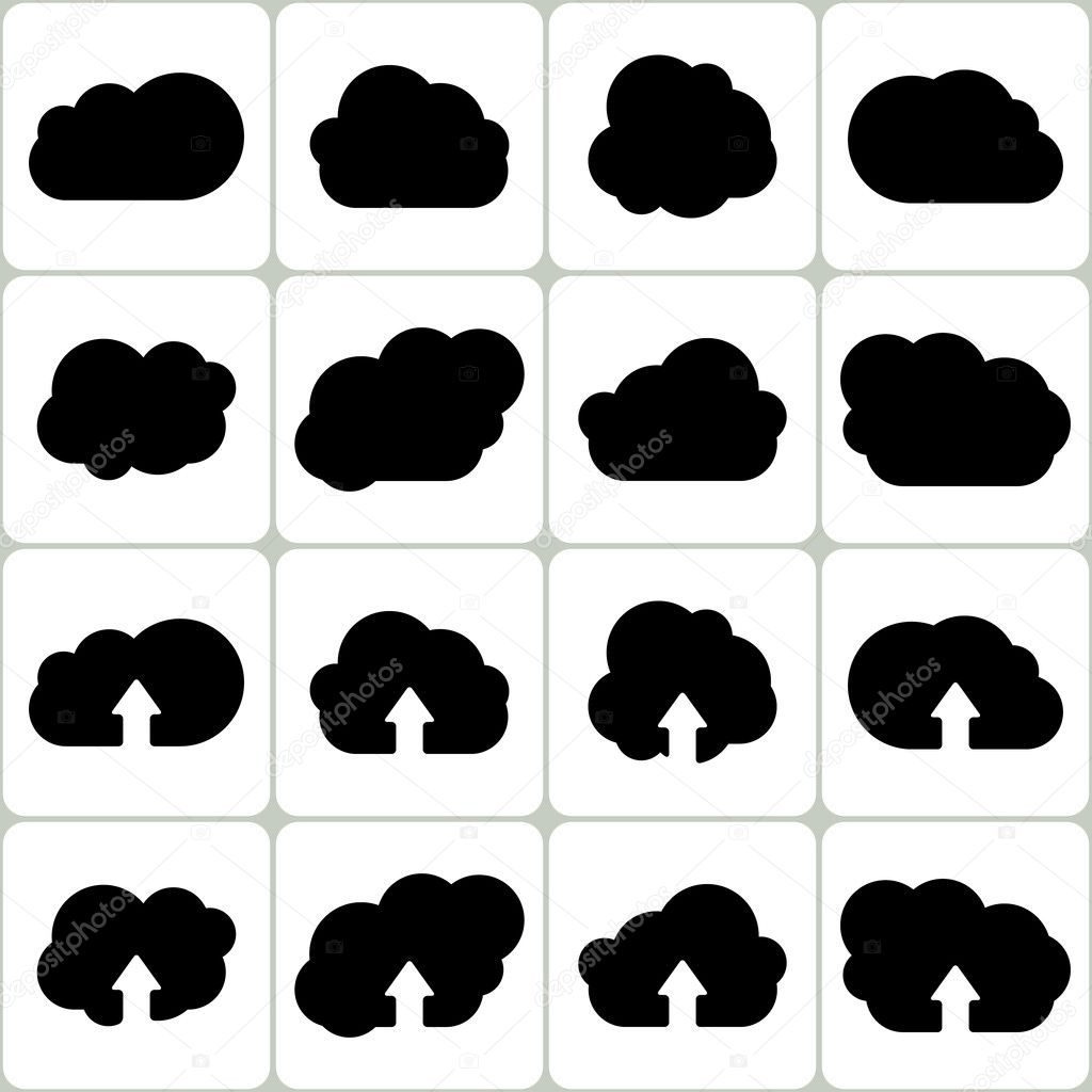 Cloud Shapes Set, Vector Icons Illustration.