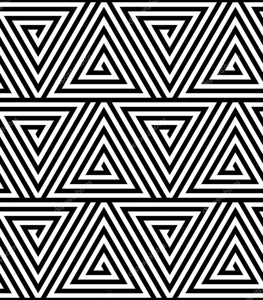 Triangles, Black and White Abstract Seamless Geometric Pattern,