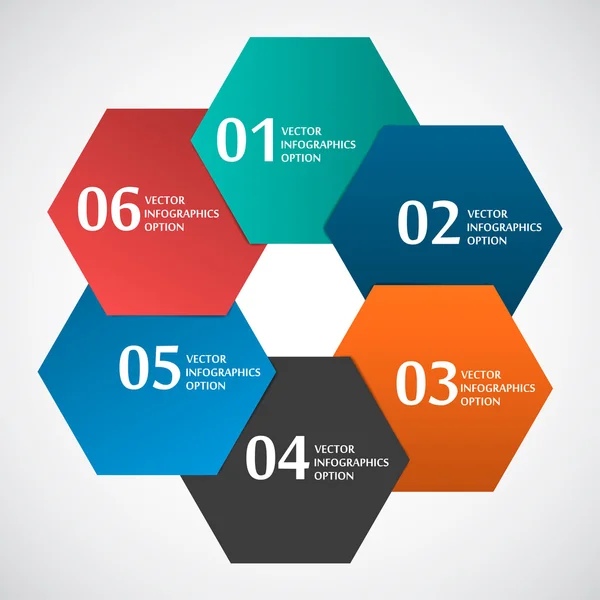 dayalı, soyut kağıt daire şekli altıgen infografics şablonu,