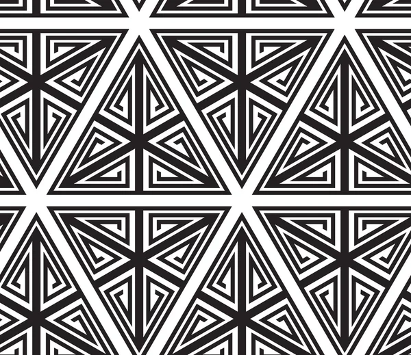 Triangles, noir et blanc abstrait motif géométrique sans couture , — Image vectorielle