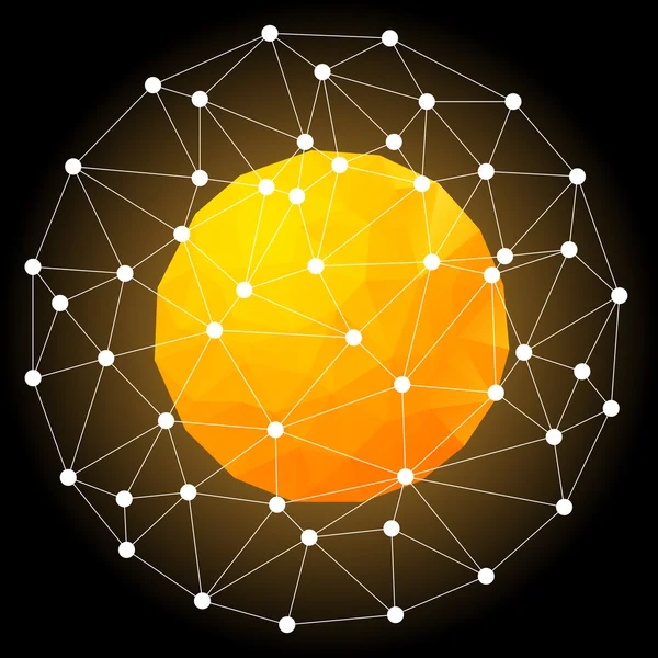 Orange Hot Star, Spherical Polygonal Designer. . — стоковый вектор