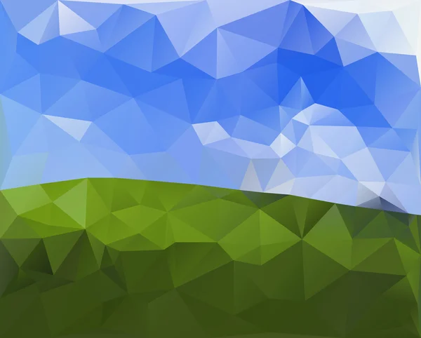 Zielone pola i niebo, wieloboczne design.vector ilustracji tle — Wektor stockowy