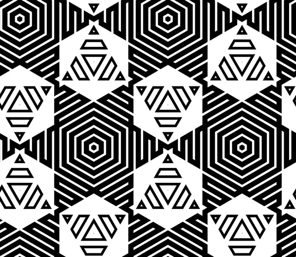 Schwarz-weiß Op Art Design, Vektor nahtlose Muster Hintergrund — Stockvektor