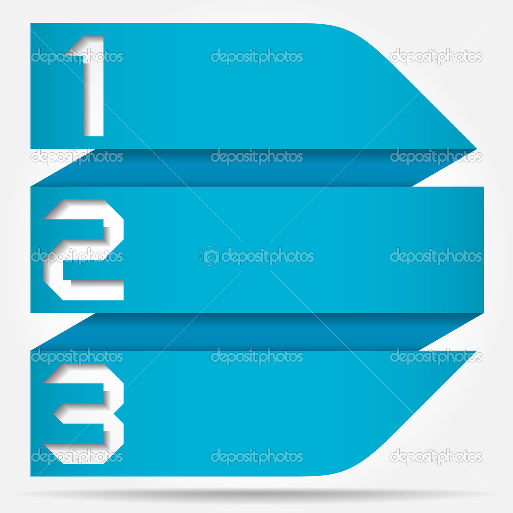 3d Origami Style Numbered Arrow Banner Template, Vector Illustra