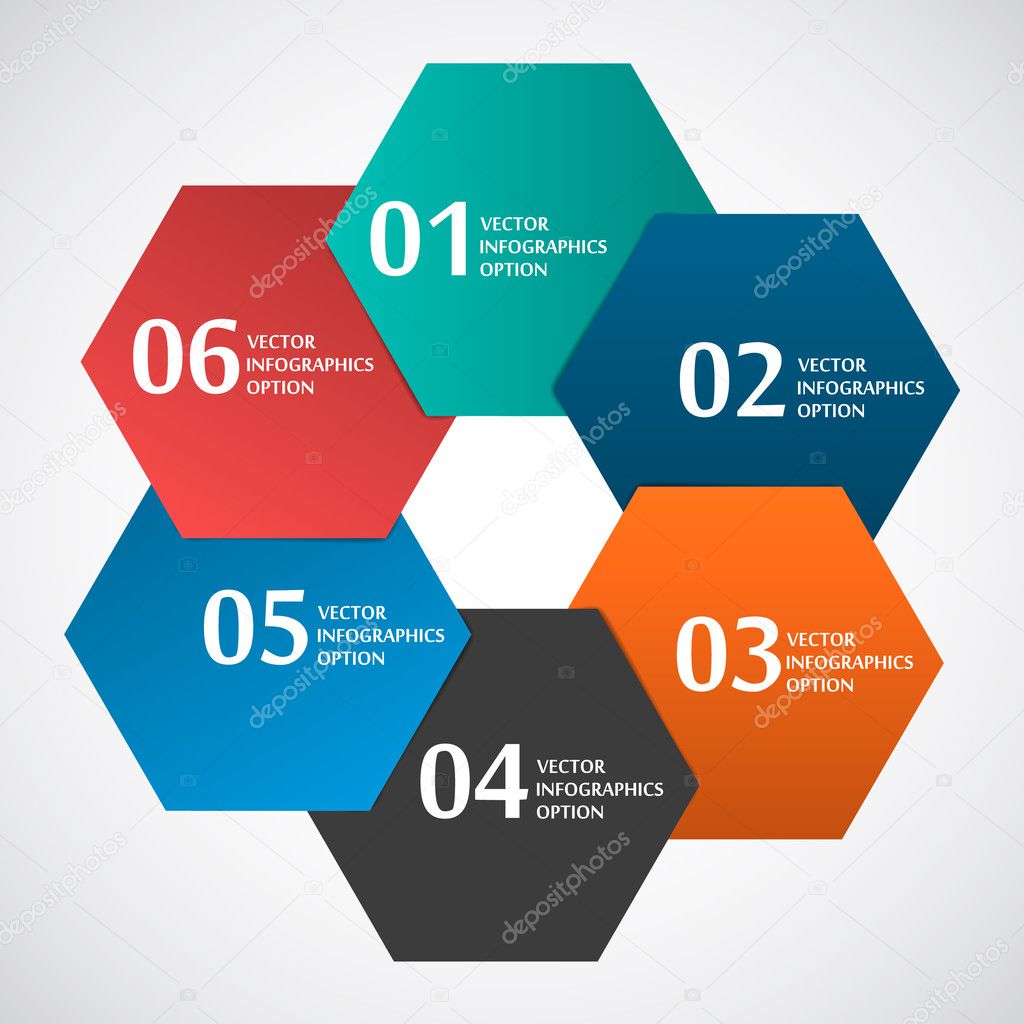 Abstract Paper Circle Shape Hexagon Based, Infografics Template,