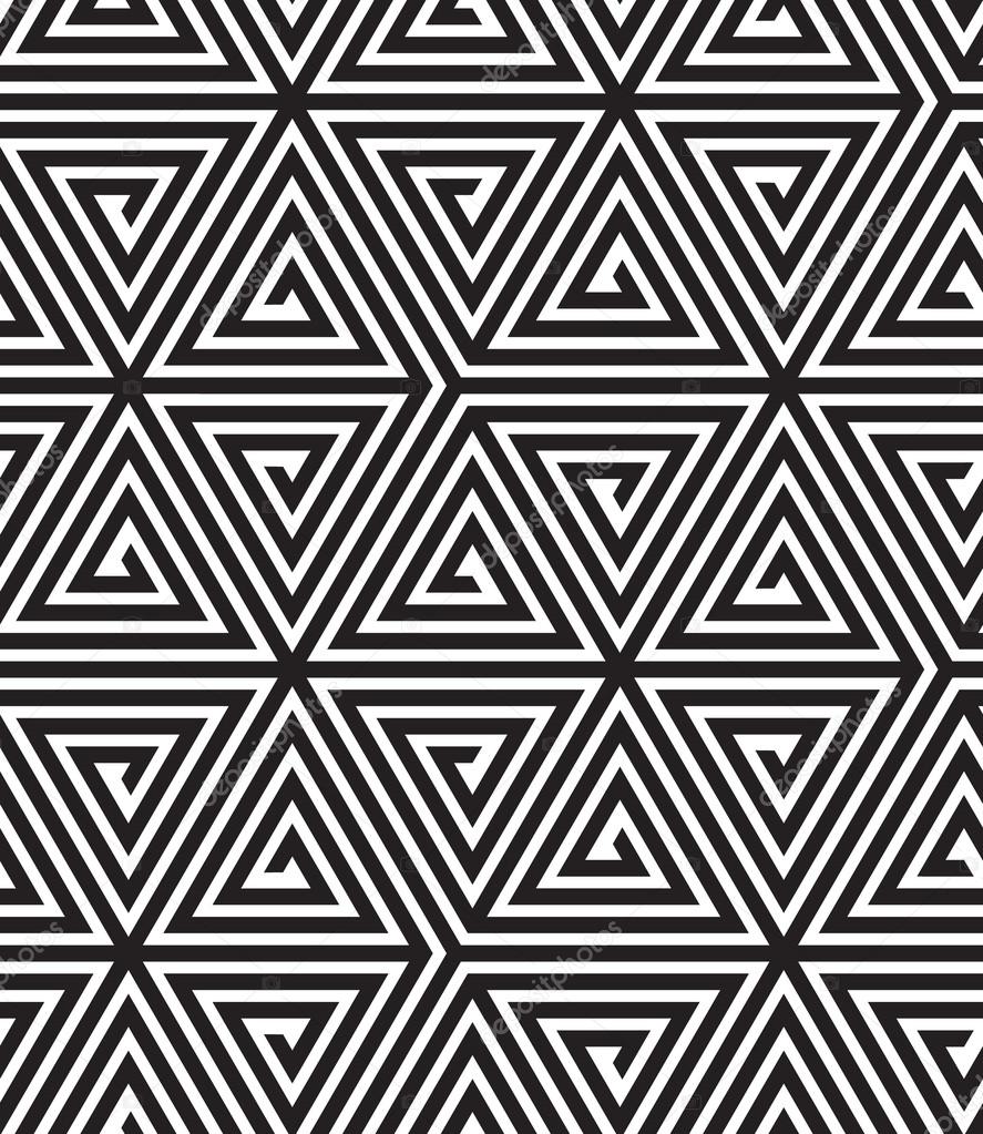Triangles, Black and White Abstract Seamless Geometric Pattern, 