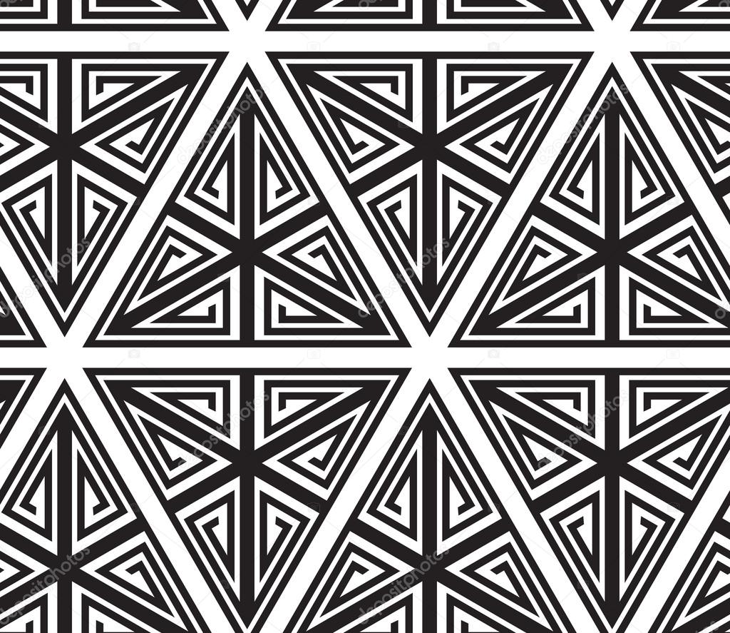 Triangles, Black and White Abstract Seamless Geometric Pattern, 