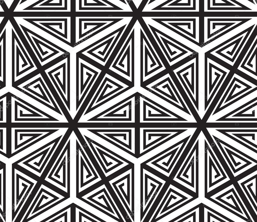 Triangles, Black and White Abstract Seamless Geometric Pattern, 