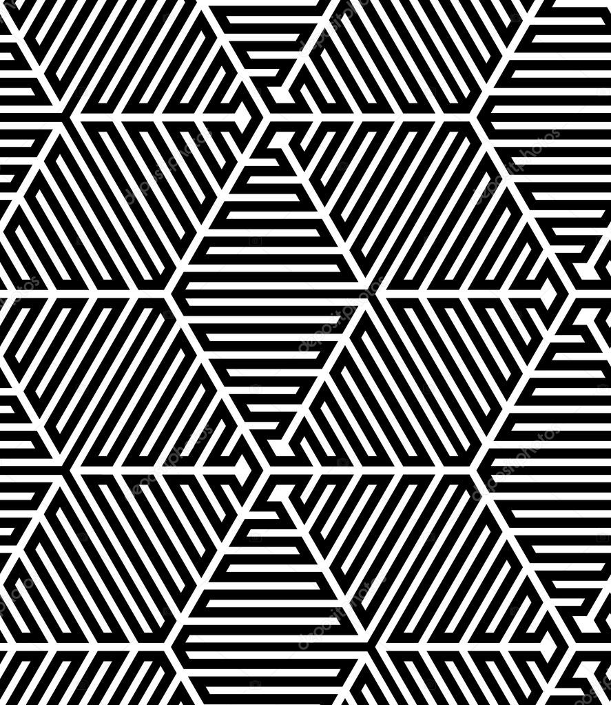 Black and White Op Art Design, Vector Seamless Pattern Backgroun