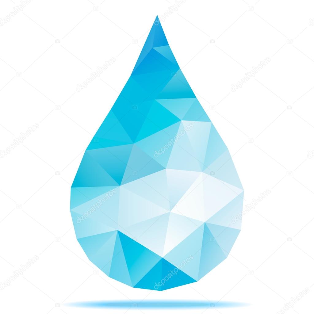 Geometric Blue Drop, Polygonal Design. Vector Illustration.