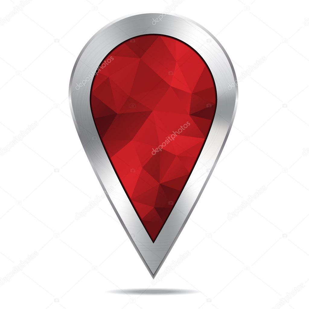 Silver Map Location Diamond Pointer Icon, Polygonal Design. Vect