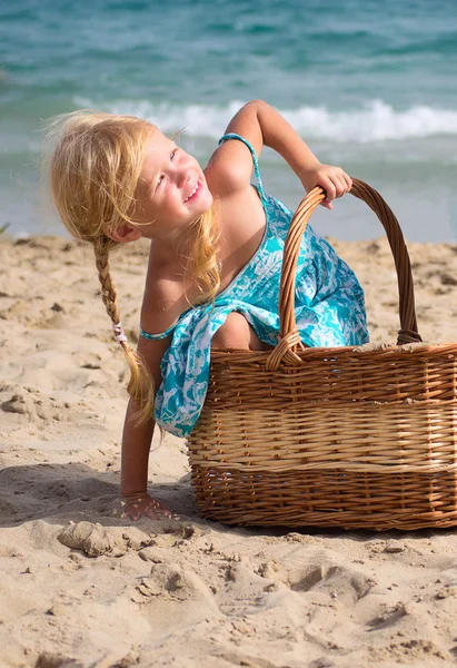 The girl in the basket — Stock Photo, Image