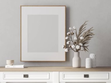 Dikey boş çerçeve ile 3d natürmort