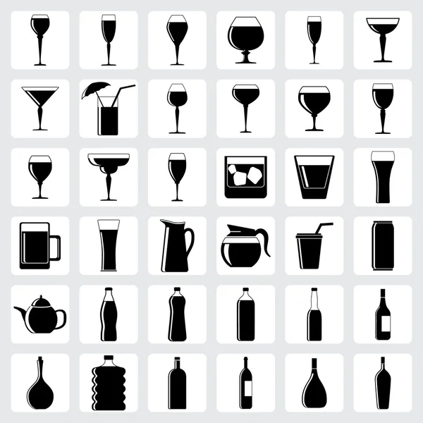 Drink glasses icons — Stock Vector