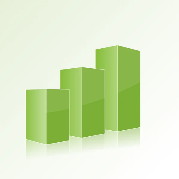Зелений покроковий графік з позитивним зростанням. Об'ємна ізоляція — стоковий вектор