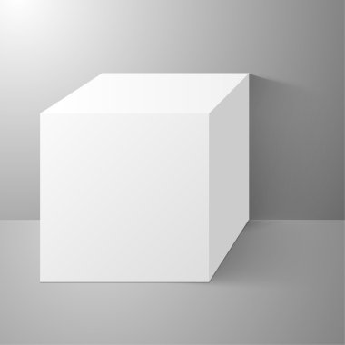 Cube standing near a wall, with clean surfaces clipart