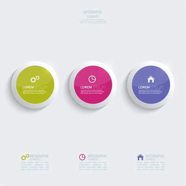 Glanzende kleurrijke plastic knoppen voor infographic — Stockvector