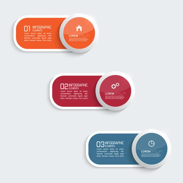 Botones de plástico de colores brillantes para infografía — Vector de stock