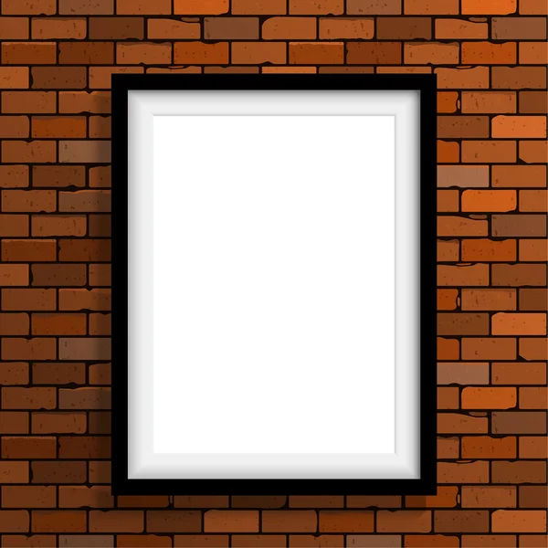 Empty frame on brown brick wall — Stock Vector