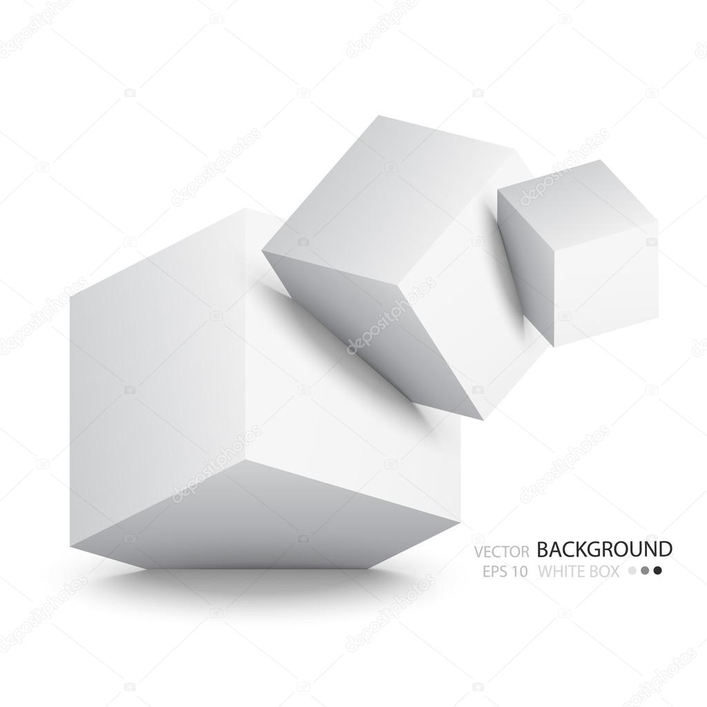 White cubes isolated on white background.