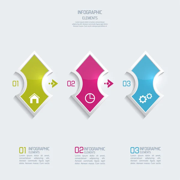 Tombol plastik berwarna-warni untuk infografis - Stok Vektor