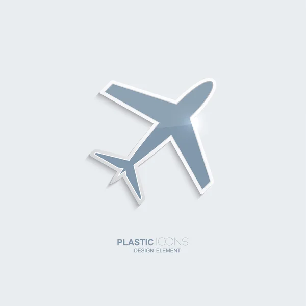 Icono de plástico símbolo de avión . — Vector de stock