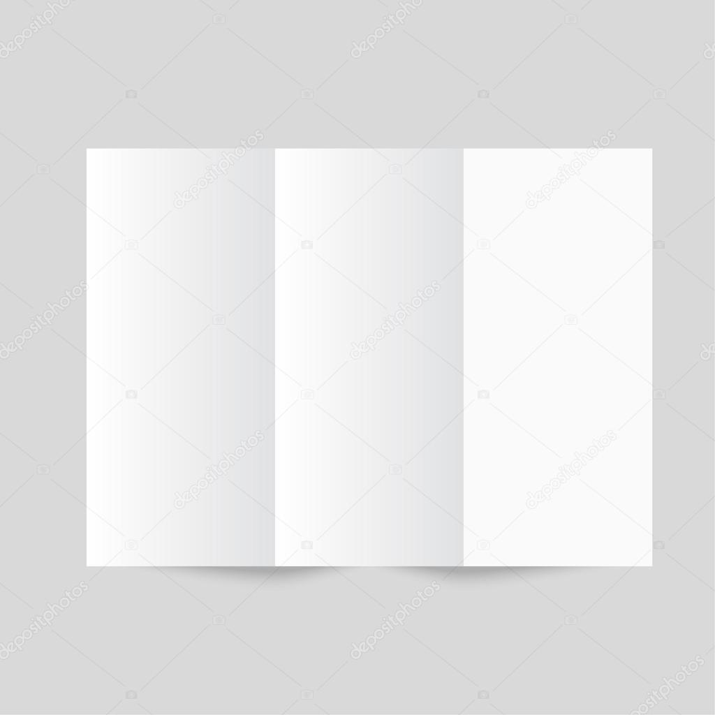 White stationery: blank trifold paper brochure