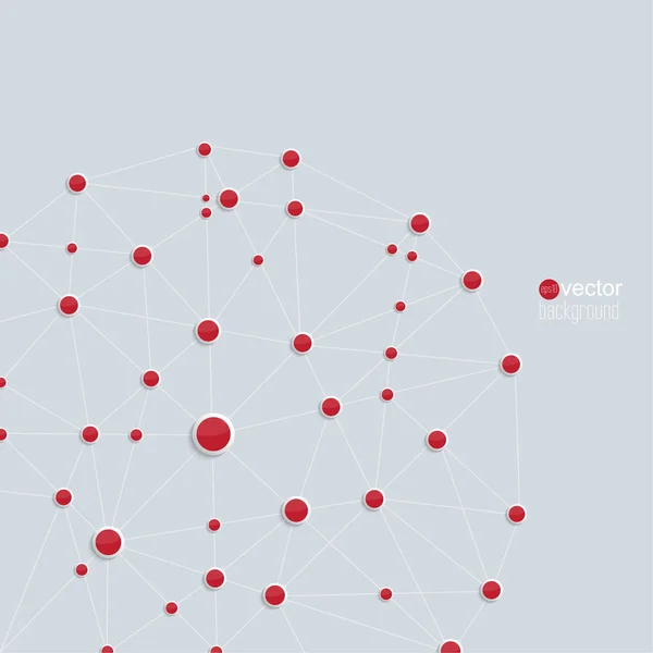 赤い点は、相互接続とプラスチックのボタンの背景. — ストックベクタ