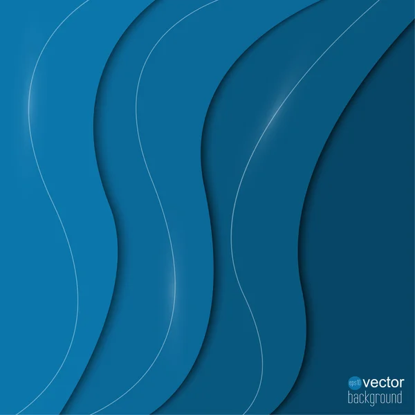 Fondo abstracto de tiras de papel azul y líneas brillantes . — Vector de stock