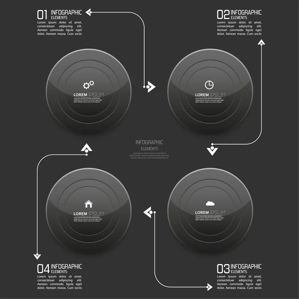 Butoane moderne din plastic negru lucios cu indicator — Vector de stoc