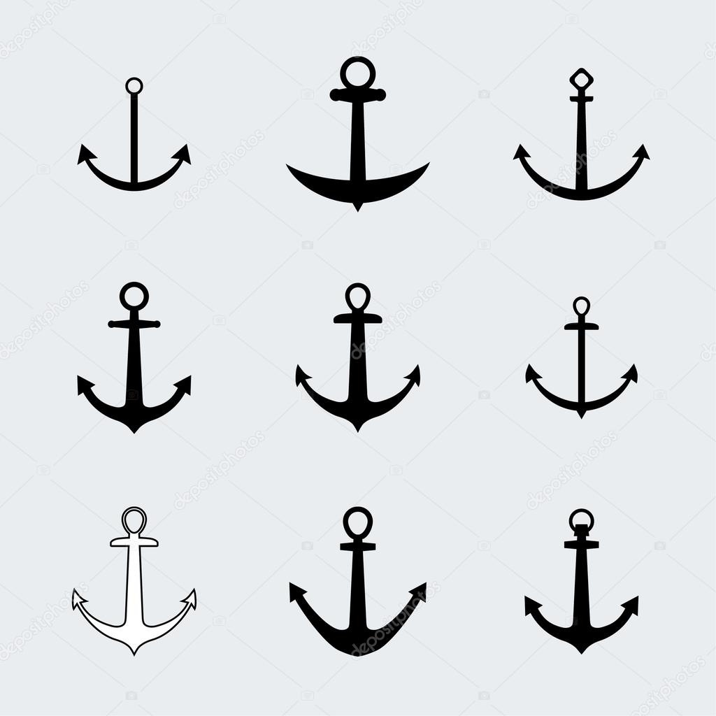Set anchors icons. Vector.