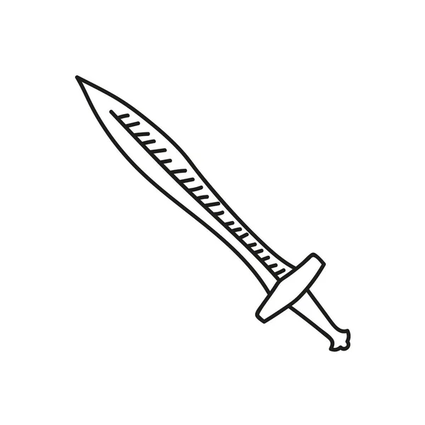 Espada medieval desenhada à mão. — Vetor de Stock