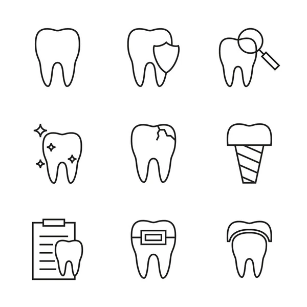 Conjunto de vetor de ícones de dentes. —  Vetores de Stock