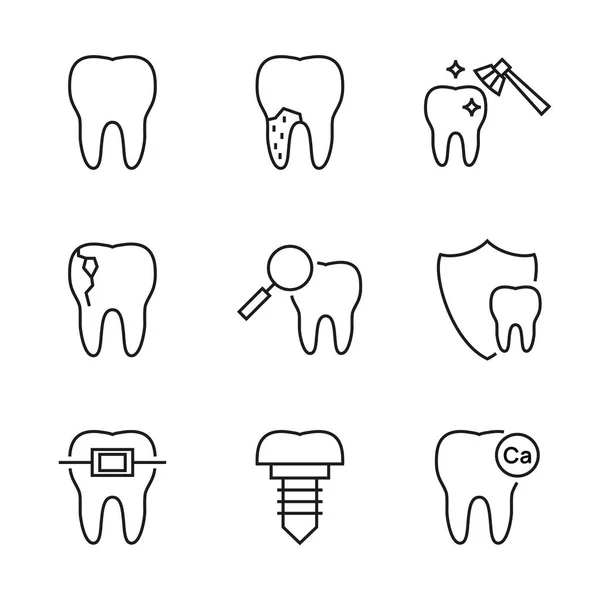 Векторний набір піктограм зубів . — стоковий вектор