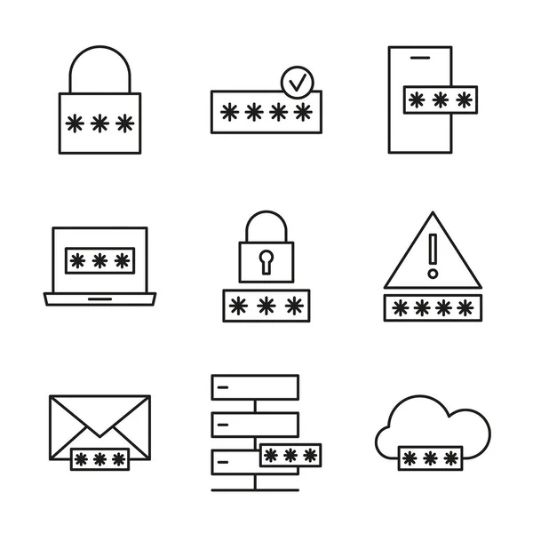 Set of vector icons password. — Stock Vector