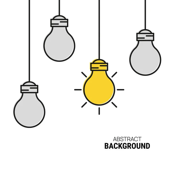 Vektorhintergrund Mit Hängenden Glühbirnen Konzeptideen Lösungen Erfindungen Stromsymbole — Stockvektor