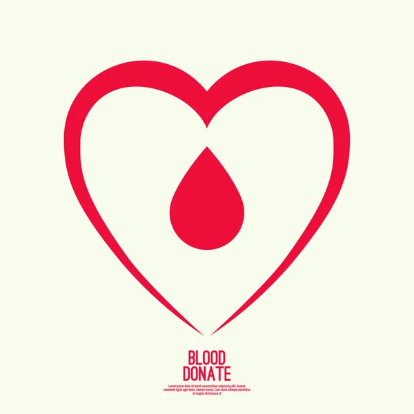 Düşürmeli Kırmızı Kalbin Vektör Simgesi Hayırsever Kan Bağışı Logosu — Stok Vektör