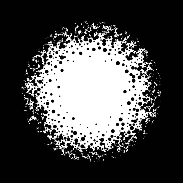 Vector Frame Black Dots Circles Dirty Noisy Texture Black Background — Stock Vector