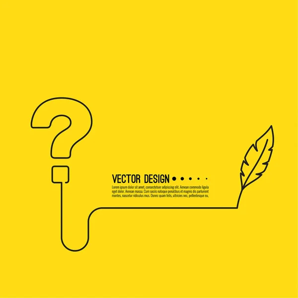 Question Mark Vector Icon Writing Pen Space Text Feather Symbol — 스톡 벡터