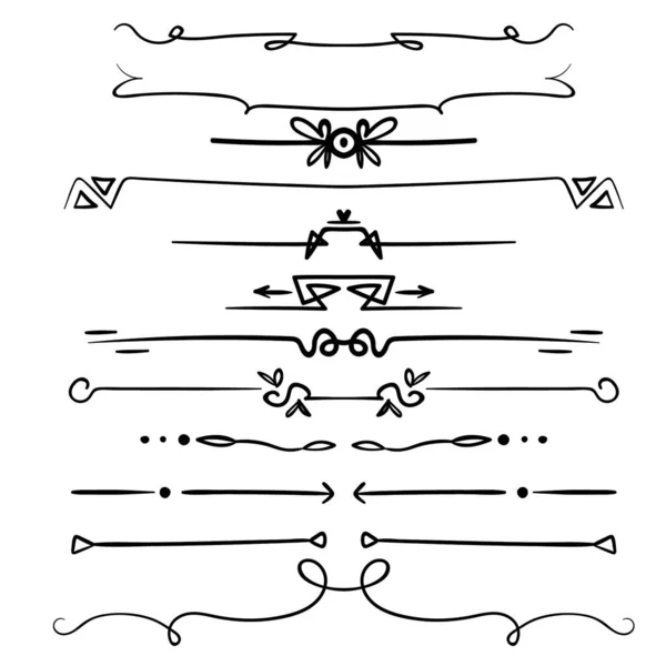 Векторный Набор Делителей Изолирован Геометрическая Окантовка Винтажной Линии Элемент Текстового — стоковый вектор