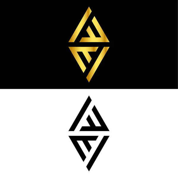 Abstrakcyjny Wzór Logo Wektora Luksusowy Złoty Symbol Dwóch Trójkątów Strzałek — Wektor stockowy