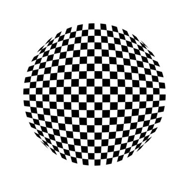 Siyah ve beyaz dikdörtgenlerden vektör küre. Damalı dama tahtası geometrik dokusu.