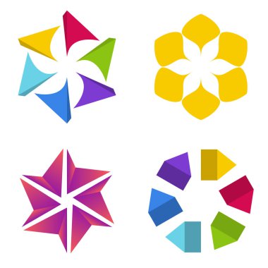 Soyut vektör logo tasarım şablonu. Döndürme, yelpaze, fırıldak sembolleri.