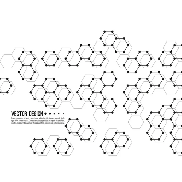 Fondo Abstracto Estructura Molecular Hexagonal Concepto Salud Innovadora Biotecnología Nanotecnología — Archivo Imágenes Vectoriales