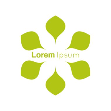Soyut vektör logo tasarım şablonu. Yeşil yapraklı çiçek sembolü.