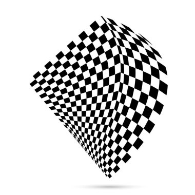 Dağılmış, deforme olmuş şebeke şablonları. Soyut dinamik warp. Geometrik şeklin vektör deformasyonu. Beyaz arkaplanda izole illüstrasyon.