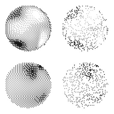 Kaotik noktalardan bir dizi daire. Yarı ton ve gürültülü benek.