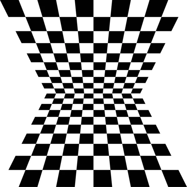 Checkered Perspective Pattern Black White Squares Vector Grid Rectangles — Stock Vector